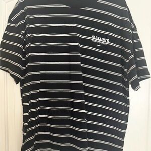 All Saints Black and White Striped Tee